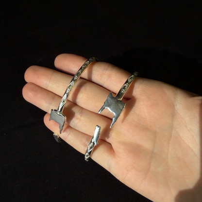 Trinidad and Tobago .925 Sterling Silver West Indian Bangles, 1 pair