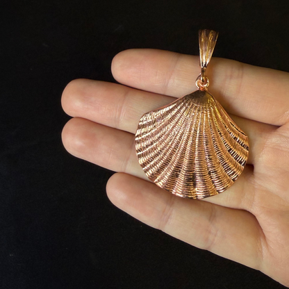 Large Scallop Shell Real Copper Pendant