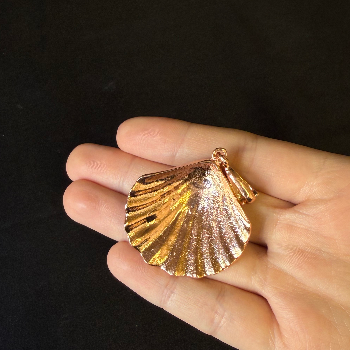 Large Scallop Shell Real Copper Pendant