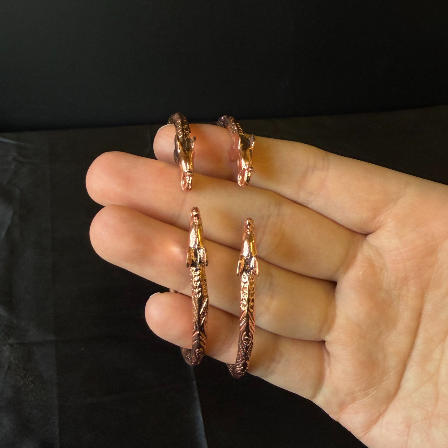 Elephant Pure Copper West Indian Bangles, 1 pair