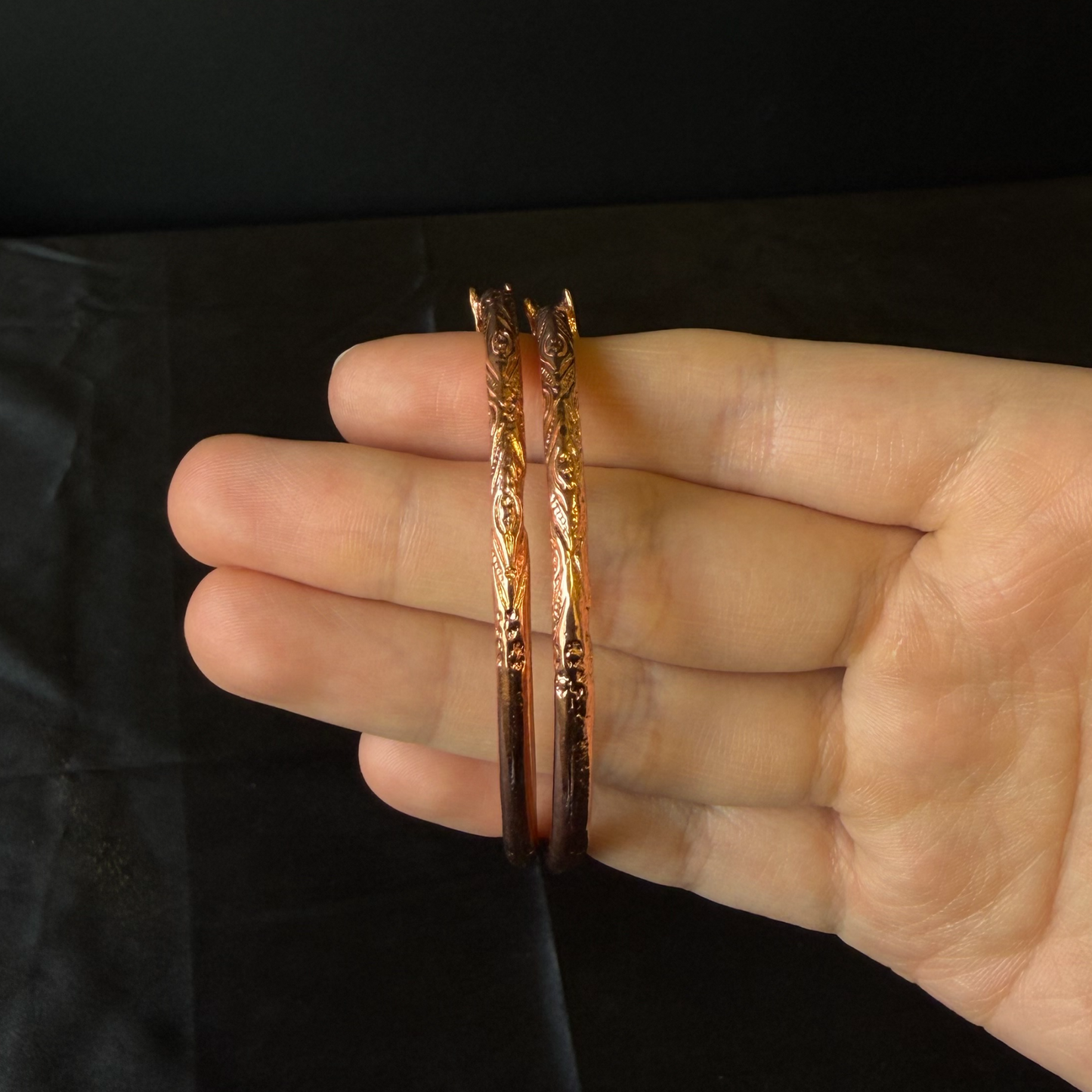 Elephant Pure Copper West Indian Bangles, 1 pair