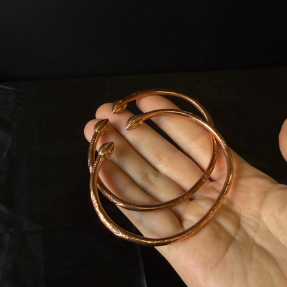 Cocoa Pods Tulip Bulb Pure Copper West Indian Bangles, 1 pair
