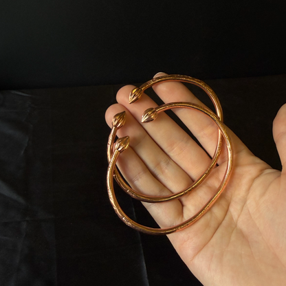 Cocoa Pods Tulip Bulb Pure Copper West Indian Bangles, 1 pair