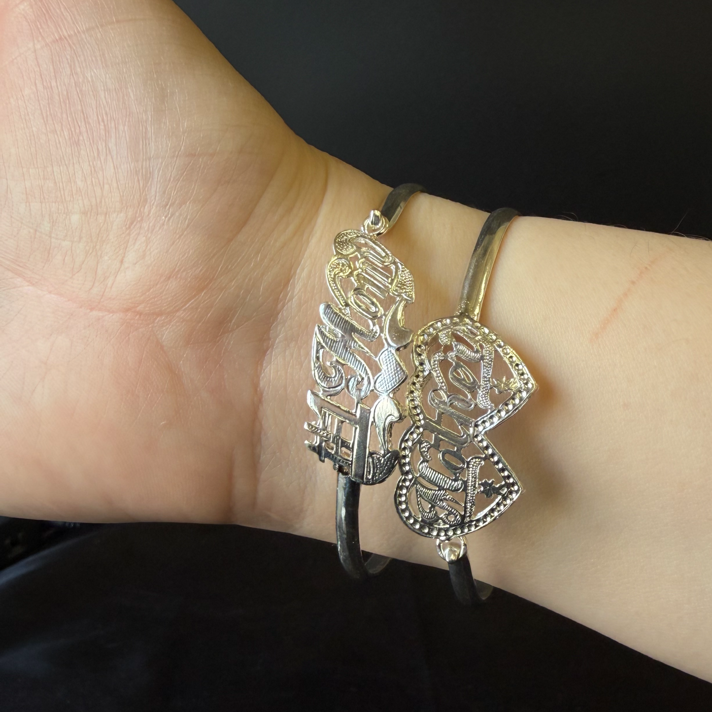 Mother .925 Sterling Silver Hook Bangle, 1 piece