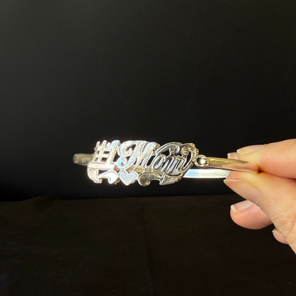 Mother .925 Sterling Silver Hook Bangle, 1 piece