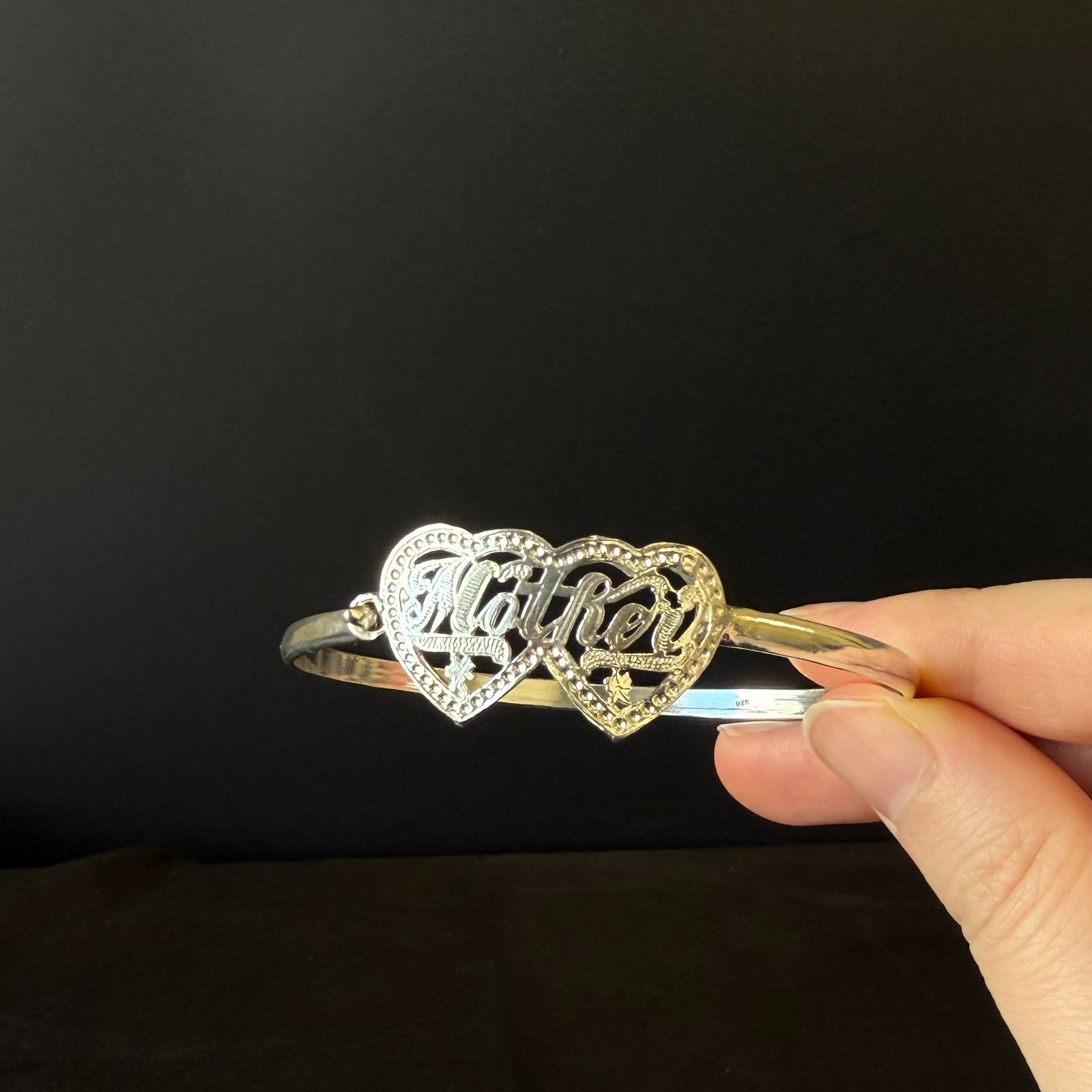 Mother .925 Sterling Silver Hook Bangle, 1 piece