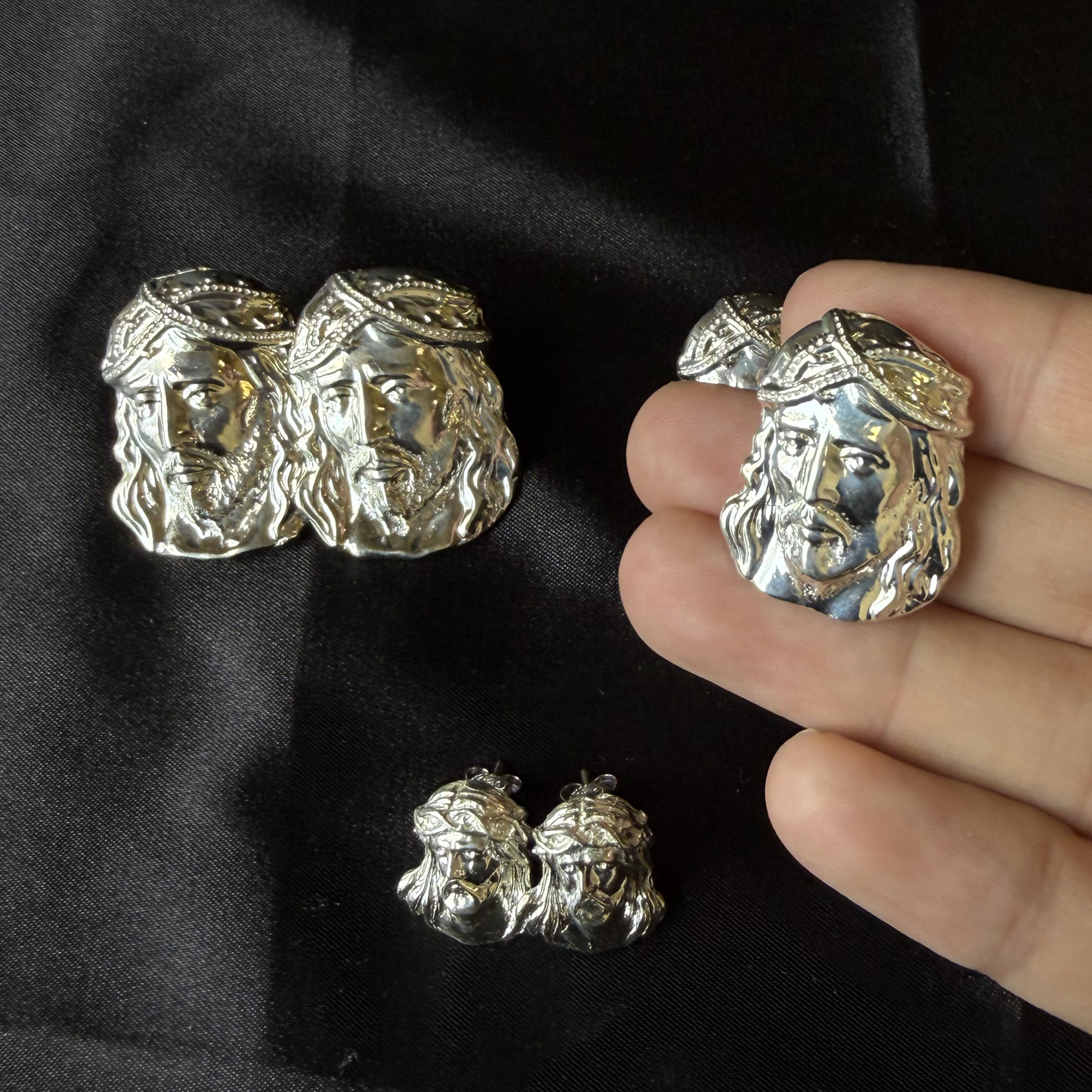925 Sterling Silver Jesus Earrings