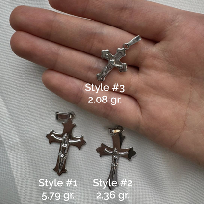 Budded Crucifix Cross .925 Sterling Silver Charm Pendant