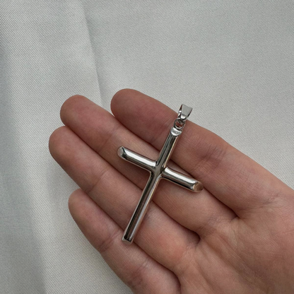Religious Classic Cross .925 Sterling SIlver Charm Pendant, 56x38mm