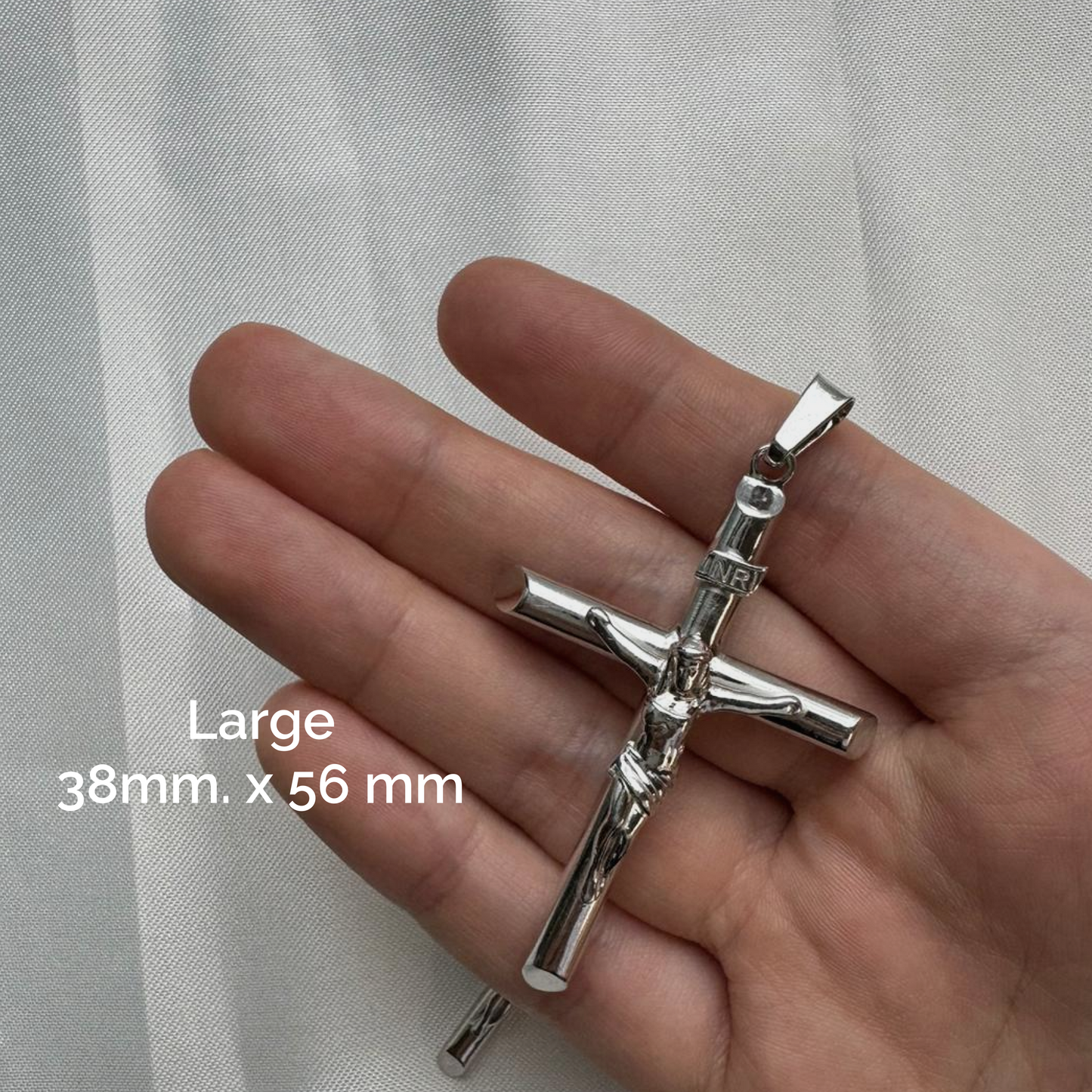 Large silver crucifix pendant deals