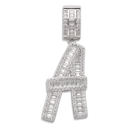 Better Jewelry Letter Pendant in .925 Sterling Silver w. CZ Baguette Stones