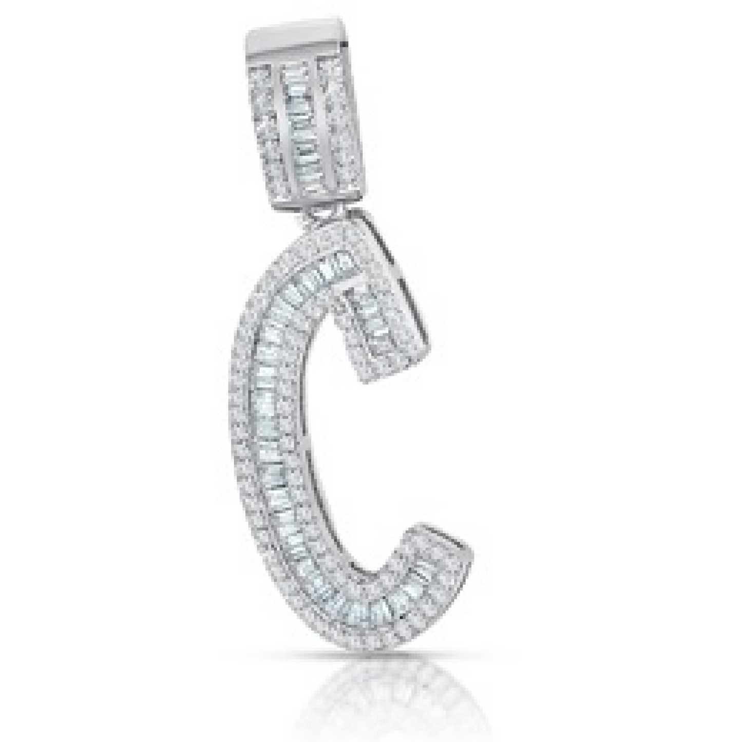 Better Jewelry Letter Pendant in .925 Sterling Silver w. CZ Baguette Stones