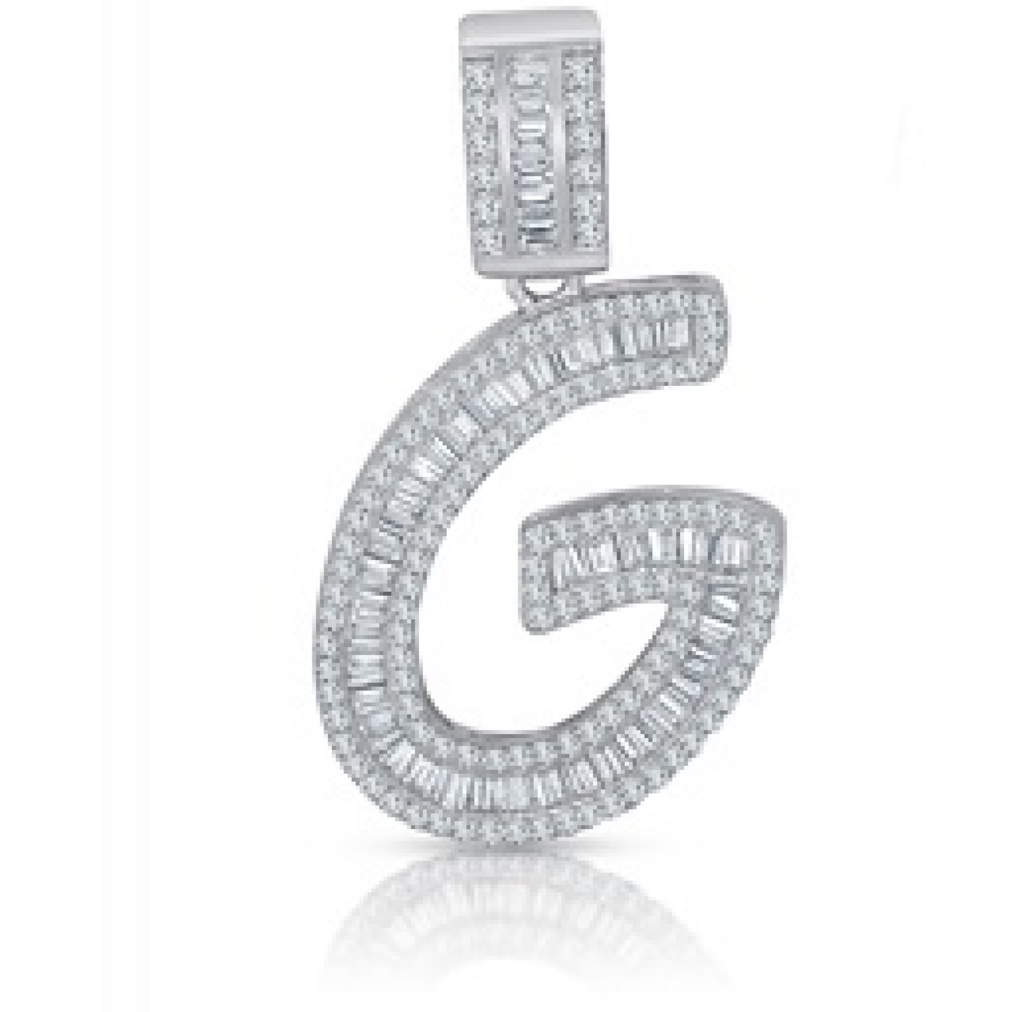 Better Jewelry Letter Pendant in .925 Sterling Silver w. CZ Baguette Stones