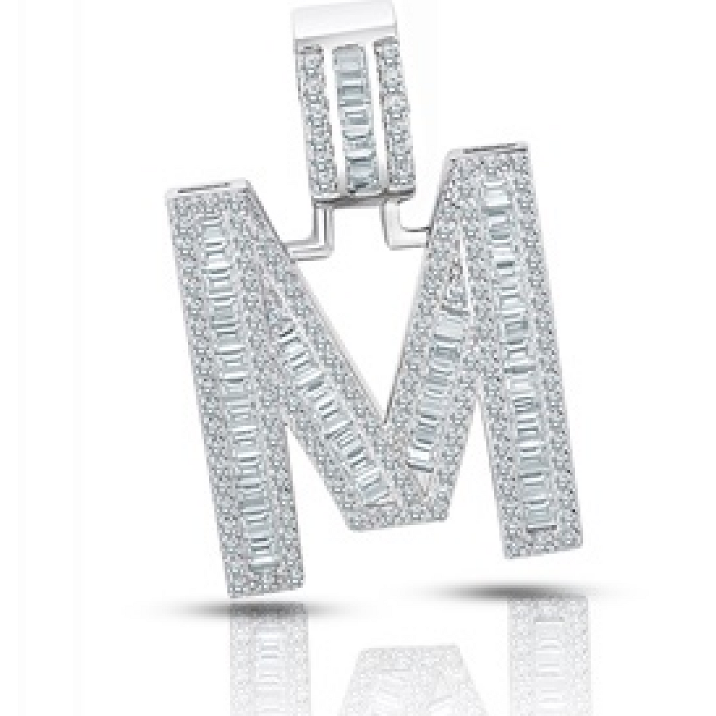 Better Jewelry Letter Pendant in .925 Sterling Silver w. CZ Baguette Stones