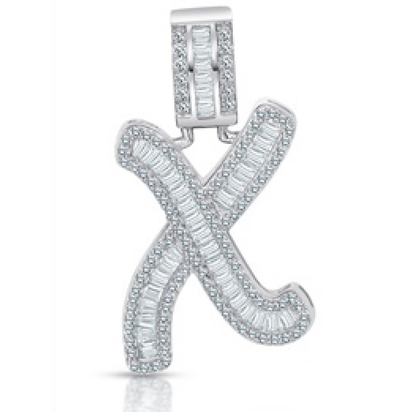 Better Jewelry Letter Pendant in .925 Sterling Silver w. CZ Baguette Stones