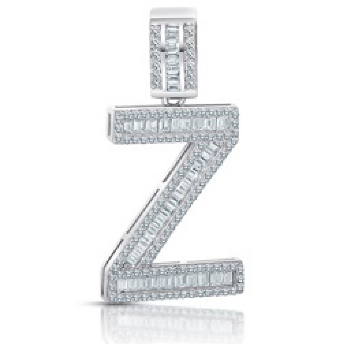 Better Jewelry Letter Pendant in .925 Sterling Silver w. CZ Baguette Stones