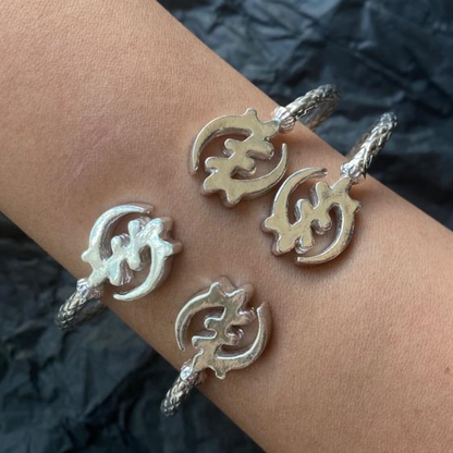 Better Jewelry .925 Sterling Silver Adinkra Symbols, Gye Nyame West indian Bangles, 1 pair