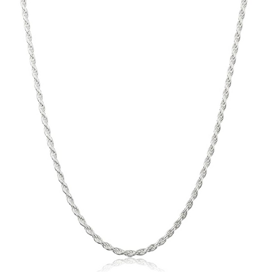 Rope Diamond Cut Chain Necklace .925 Sterling Silver