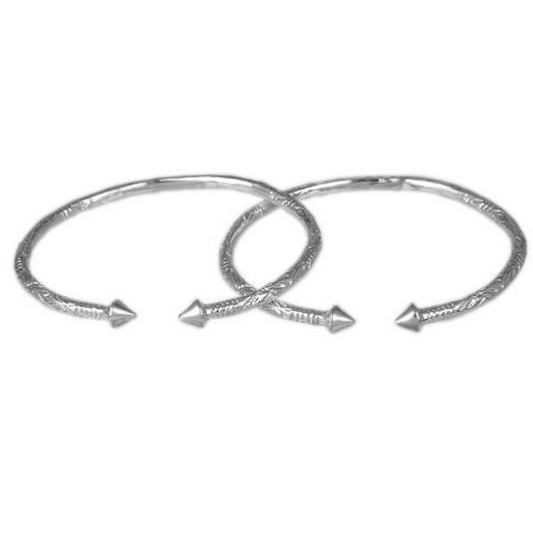 Better Jewelry Cone .925 Sterling Silver West Indian Bangles, 36 gr.,1 pair
