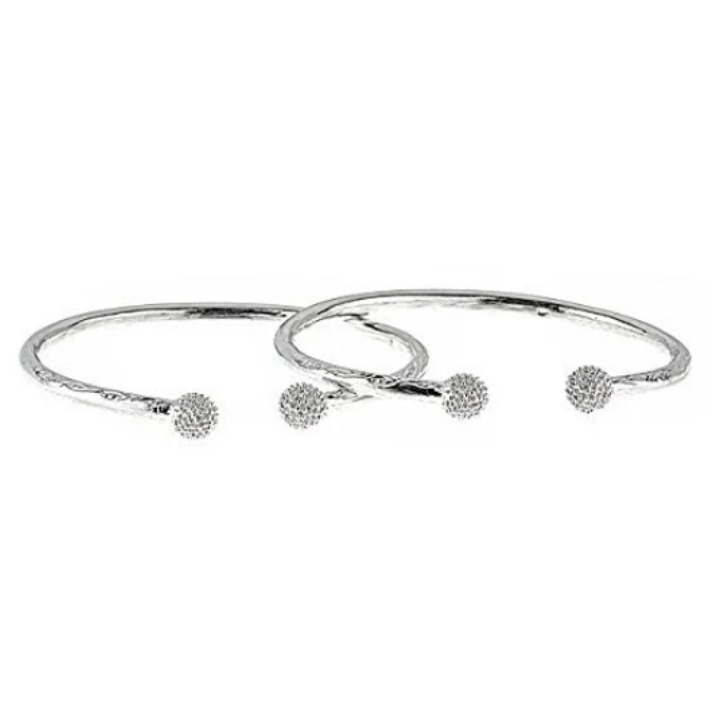 Better Jewelry Disco Ball Ends .925 Sterling Silver West Indian Bangles 48.4 Grams, 1 pair