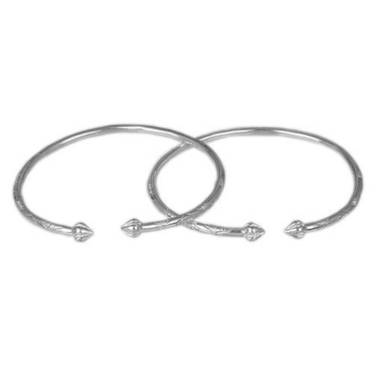 Better Jewelry Cocoa Pods .925 Sterling Silver West Indian Bangles, 1 pair