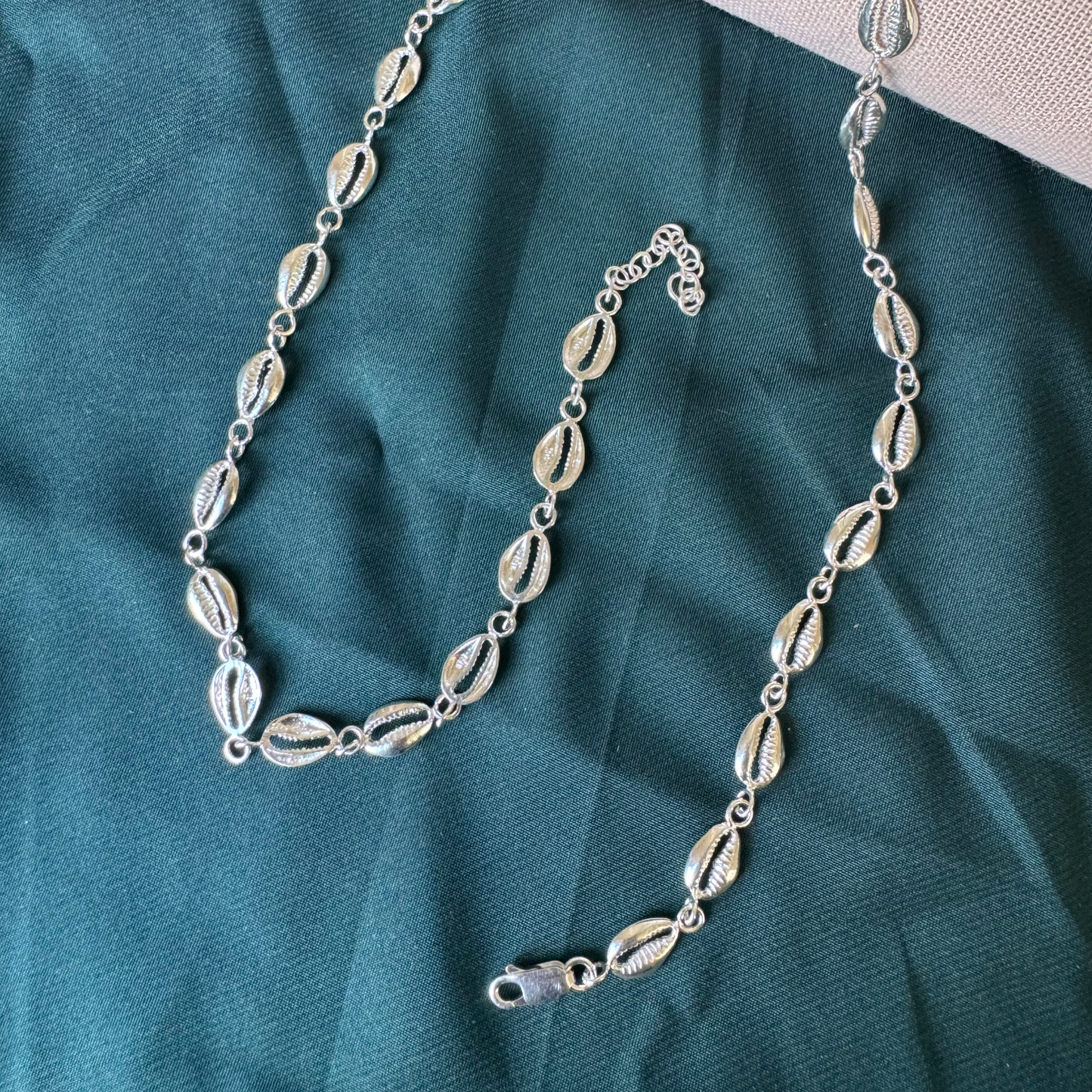 Flat Cowrie Shell .925 Sterling Silver Necklace