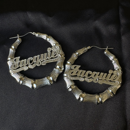 Better Jewelry, Personalized .925 Sterling Silver Bamboo Hoops