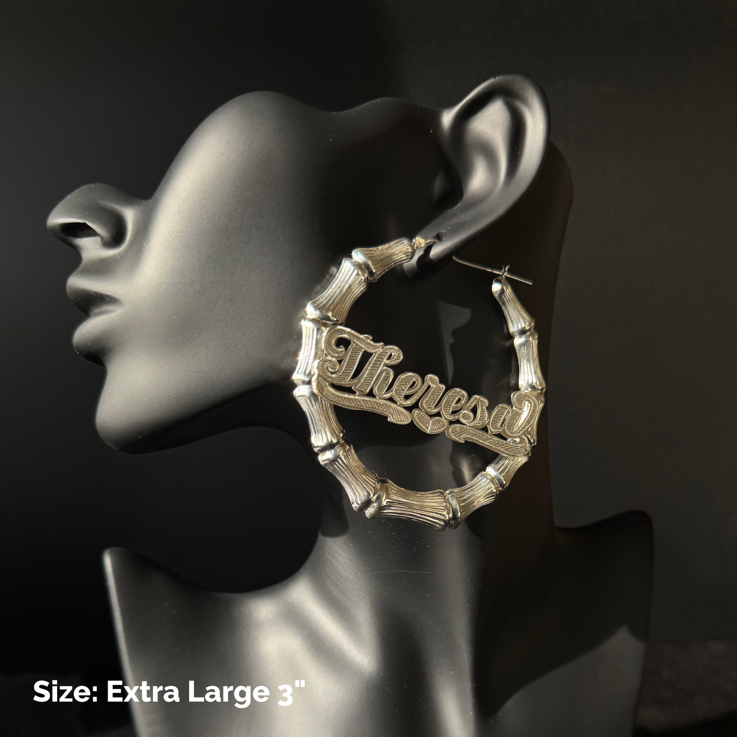 Better Jewelry, Personalized .925 Sterling Silver Bamboo Hoops