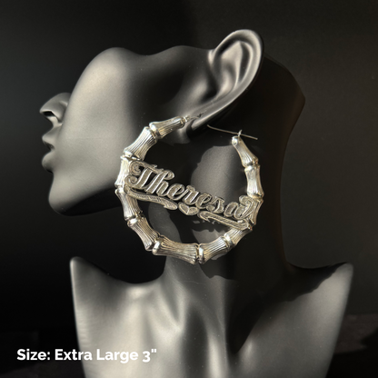Better Jewelry, Personalized .925 Sterling Silver Bamboo Hoops