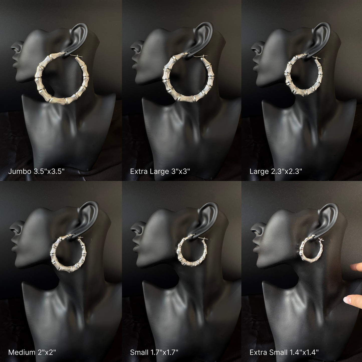 Teddy Bear 925 Sterling Silver Bamboo Hoop Earrings