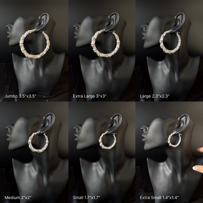 Teddy Bear 925 Sterling Silver Bamboo Hoop Earrings