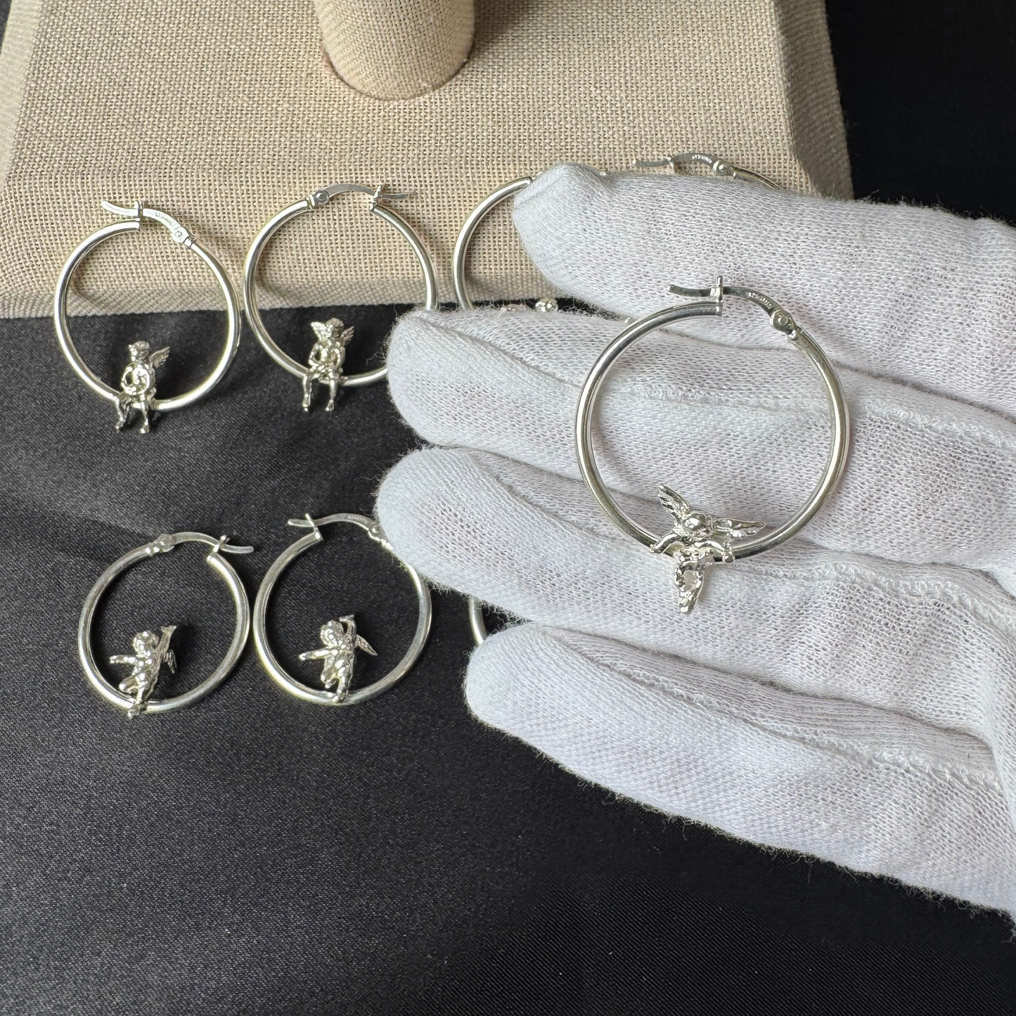 Cupid Angel .925 Sterling Silver Hoops