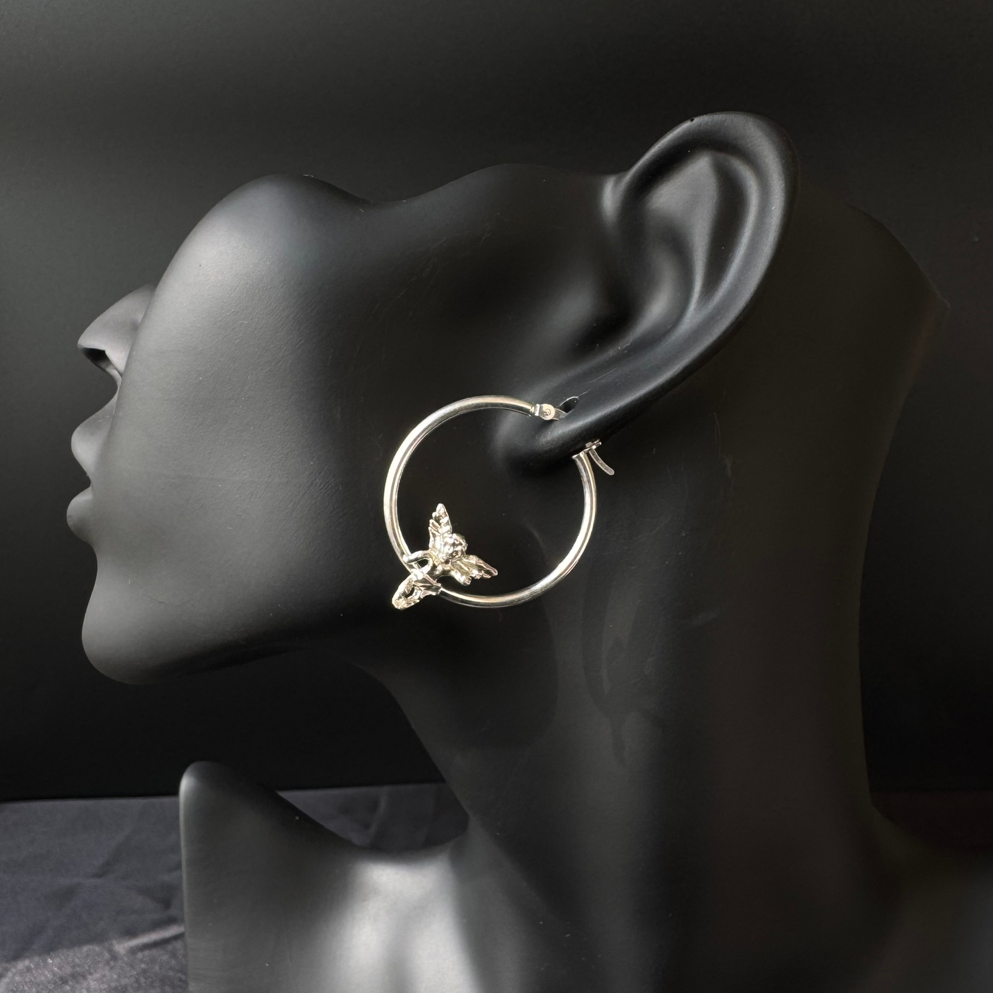 Cupid Angel .925 Sterling Silver Hoops