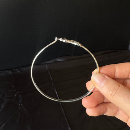 Sankofa Symbol .925 Sterling Silver Hook Bangle, 1 piece