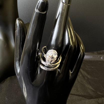 Better Jewelry Solid .925 Sterling Silver Spiral Three Row Scarab Ring