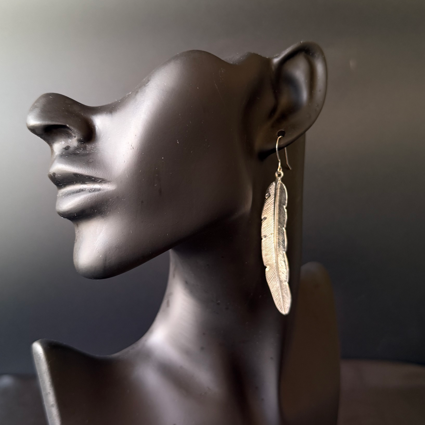 Solid .925 Sterling Silver Large Feather Earrings