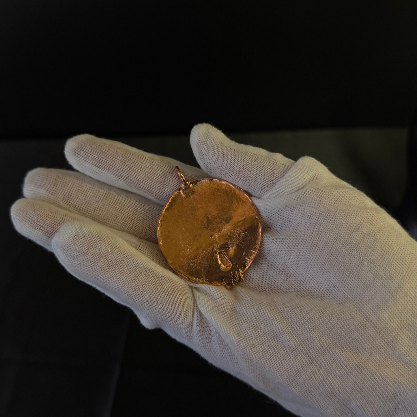 Large Round African Tribal Mask Pure Copper Pendant