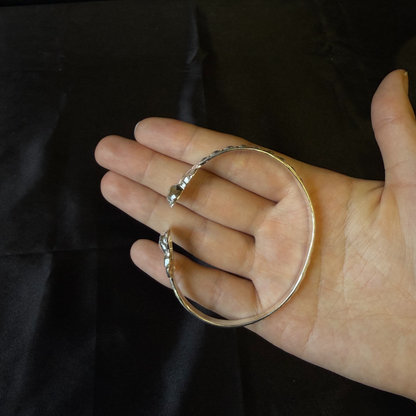 Teddy Bear .925 Sterling Silver Flat West Indian Bangle, 1 piece