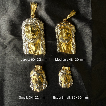 14k Gold Plated Jesus Head 925 Sterling Silver pendant