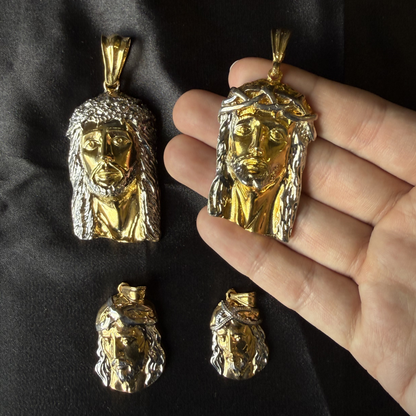 14k Gold Plated Jesus Head 925 Sterling Silver pendant