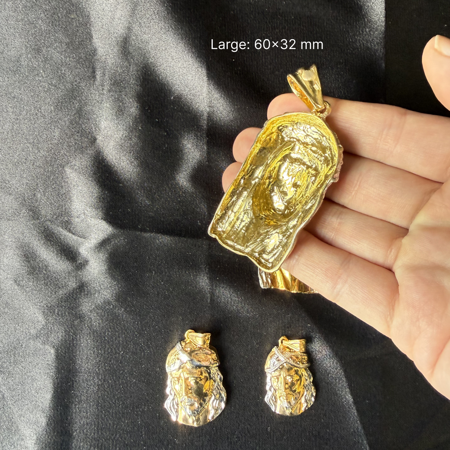 14k Gold Plated Jesus Head 925 Sterling Silver pendant
