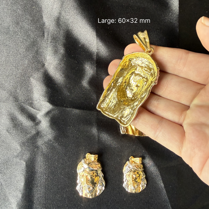 14k Gold Plated Jesus Head 925 Sterling Silver pendant
