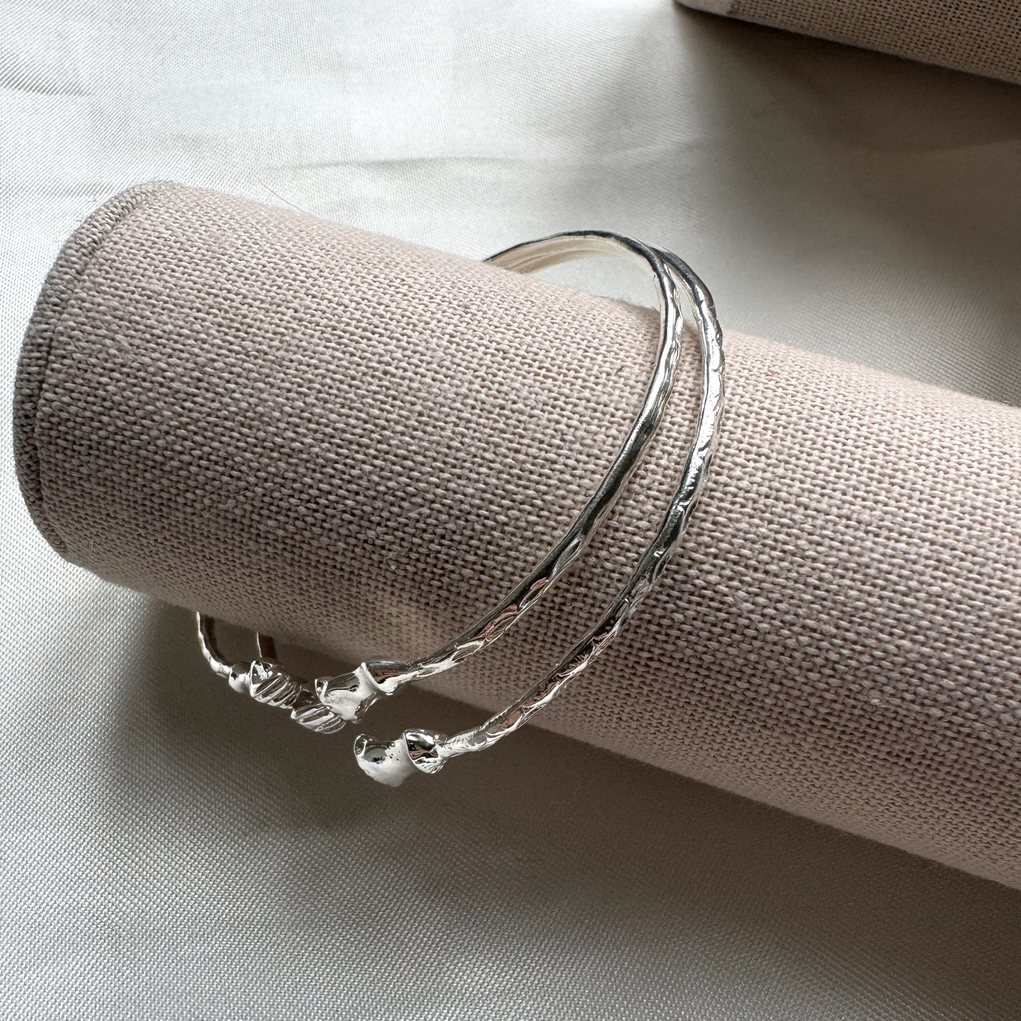Better Jewelry Solid .925 Sterling Silver Small Fist Bangles; 15 grams (Made in USA), 1 pair