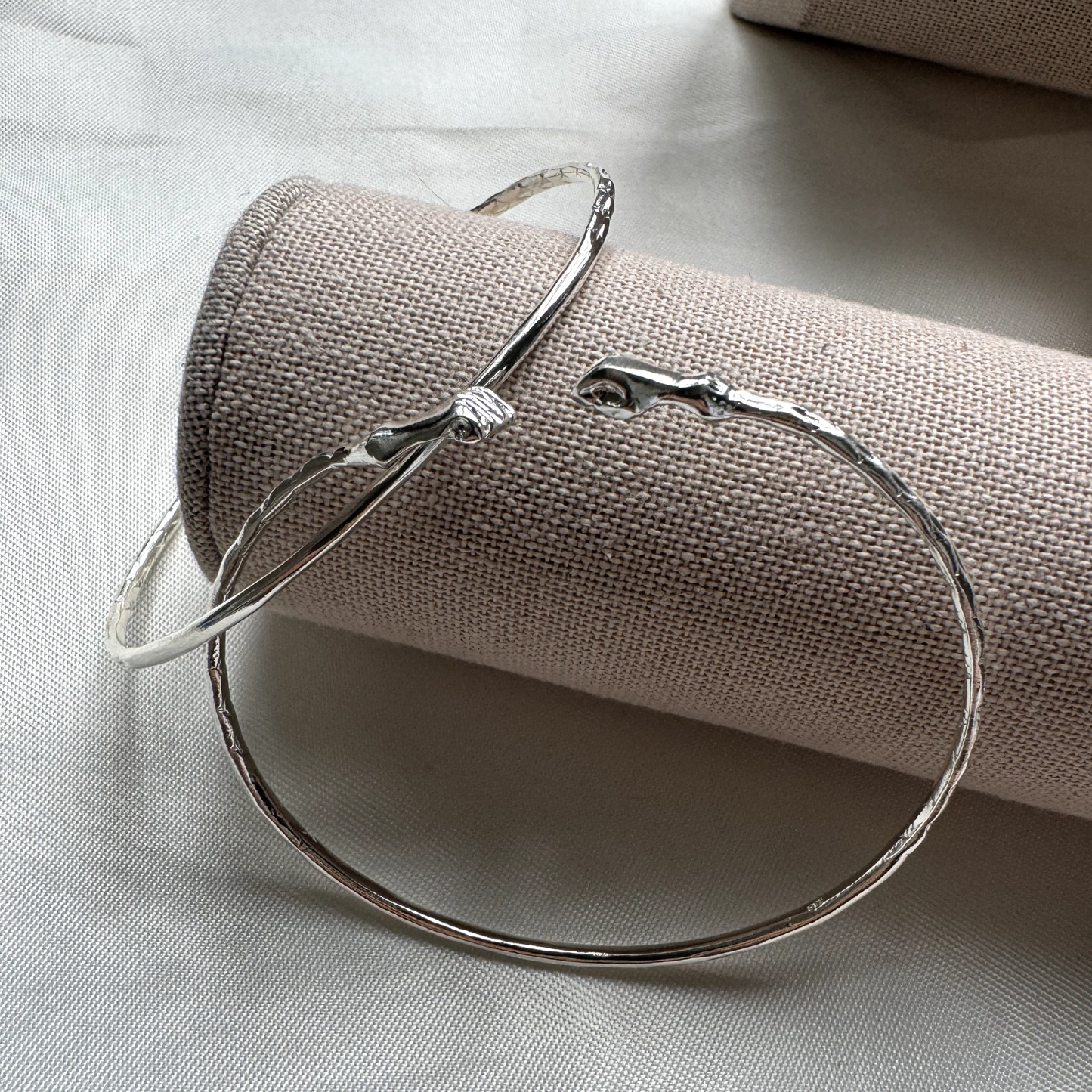Better Jewelry Solid .925 Sterling Silver Small Fist Bangles; 15 grams (Made in USA), 1 pair