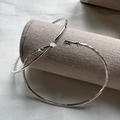 Better Jewelry Solid .925 Sterling Silver Small Fist Bangles; 15 grams (Made in USA), 1 pair