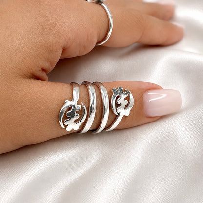 Better Jewelry Solid .925 Sterling Silver Spiral Three Row Gye Nyame Ring