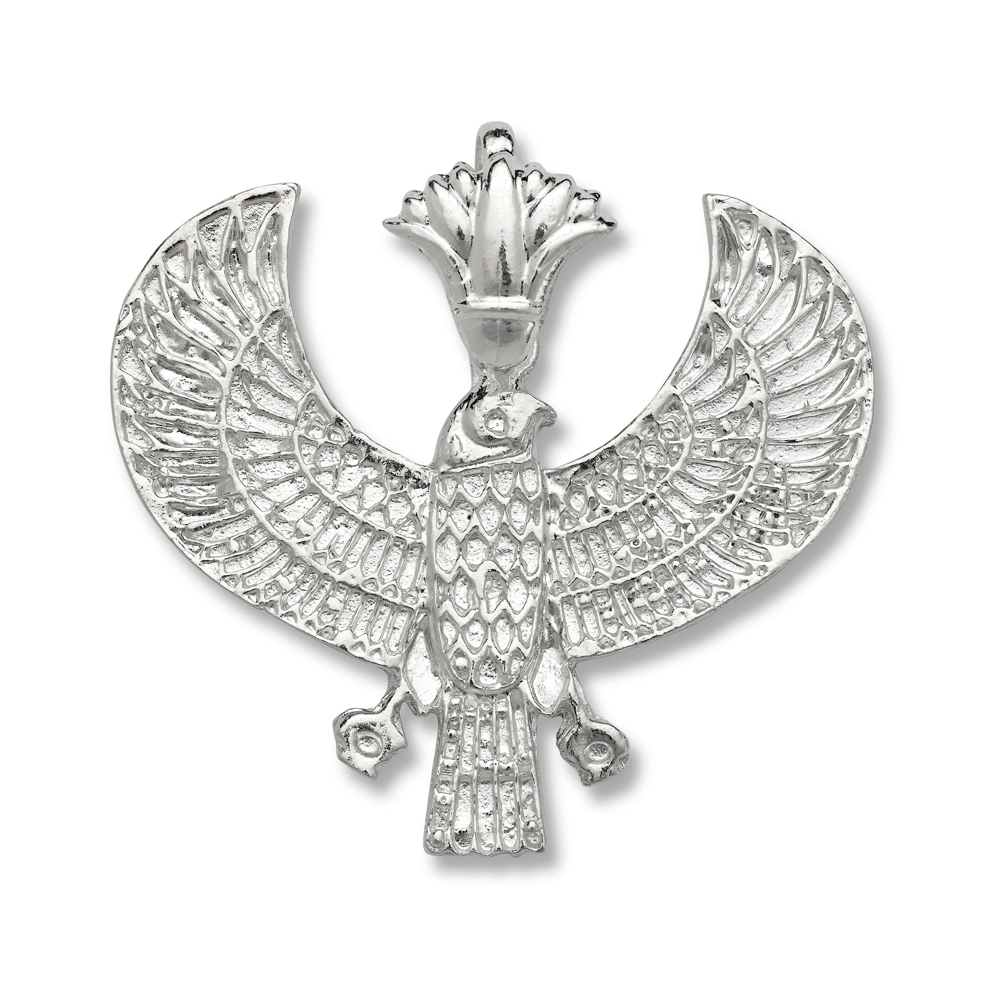 Handmade 925 sterling silver Egyptian Horus bird pendant with scarab bail, available with optional Cuban chain, packaged in a gift box
