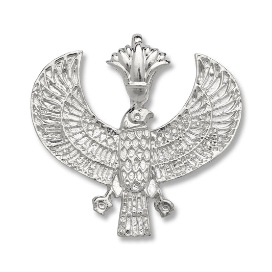 Handmade 925 sterling silver Egyptian Horus bird pendant with scarab bail, available with optional Cuban chain, packaged in a gift box