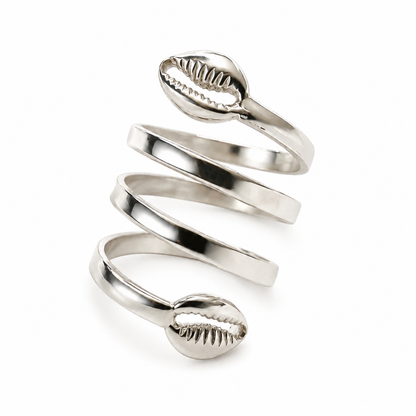 Better Jewelry Solid .925 Sterling Silver Spiral Three Row Cowrie Shell Ring