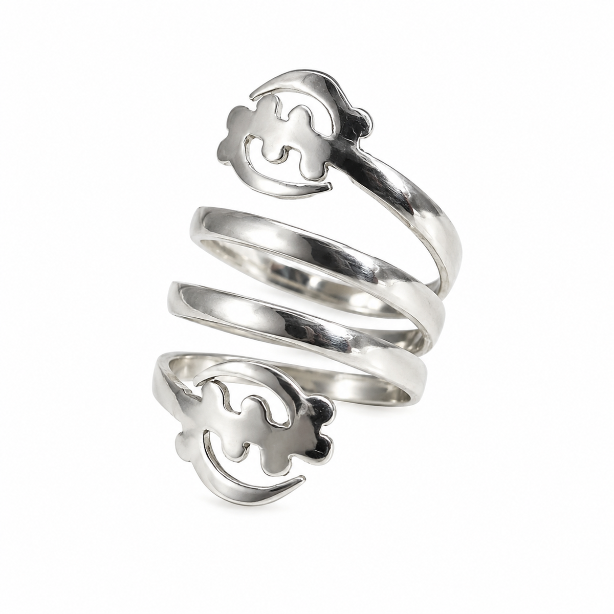 Better Jewelry Solid .925 Sterling Silver Spiral Three Row Gye Nyame Ring